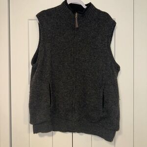 Pendleton Men's Charcoal Grey 100% Shetland Wool‎ Zip Vest XL Reversible Fleece